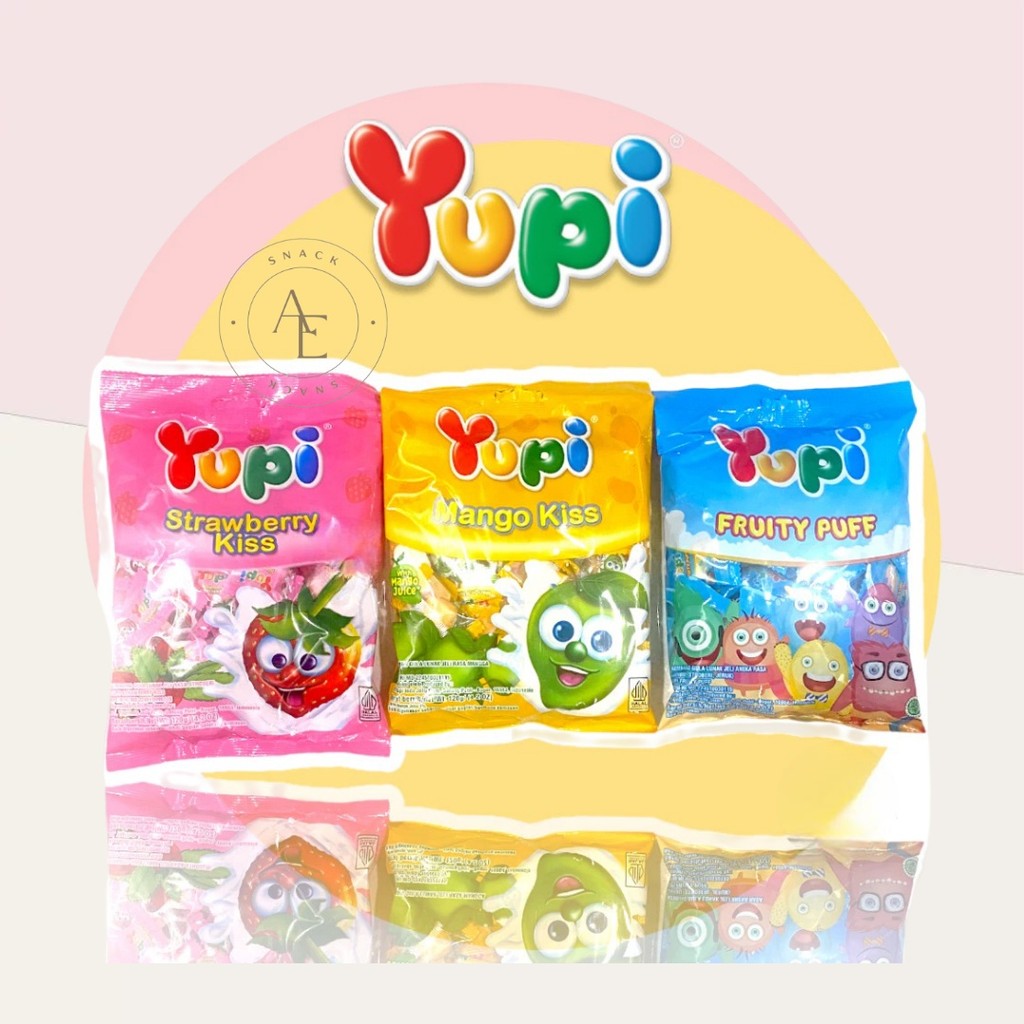 Yupi Gummy Bag Strawberry Kiss, Yupi Mango Kiss, Yupi Fruity puff