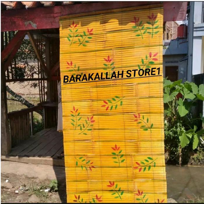 tirai bambu gulung sudah d pernis motif kekinian / tirai bambu / kere bambu / tirai bambu outdoor / 