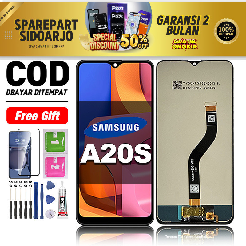 LCD For Samsung A20S Fullset hp layar Touchscreen untuk Glass Touch Screen Digitizer COD -original f
