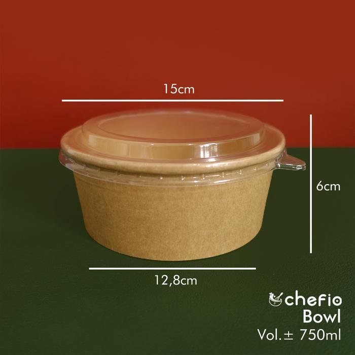 Paper Kraft Bowl Cup Cake Mangkok Kertas Makanan Coklat Laminasi - KrafBowl750ML