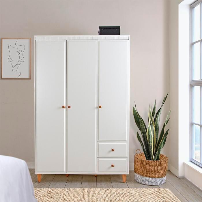 PROMO AWAL TAHUN SOHO.ID Furniture Lemari Pakaian Kayu Korea - Ellis Wardrobe 3 Pintu