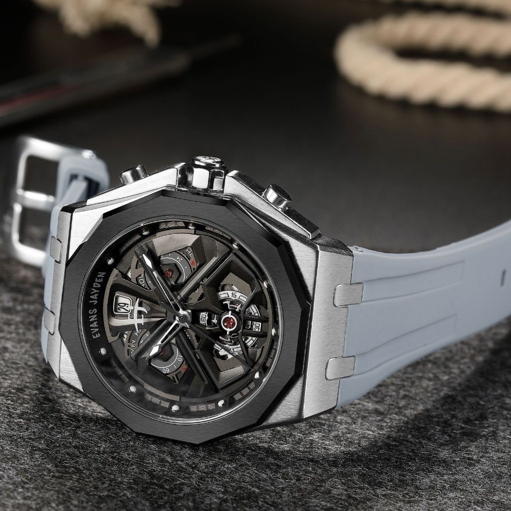 JAM TANGAN PRIA EVANS JAYDEN EJ 9545 RUBBER CRONOGRAFH WATER RESISTANT 3ATM