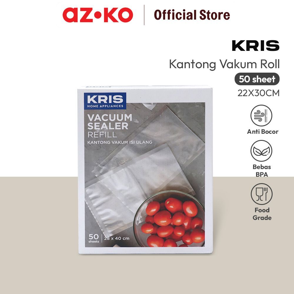 AZKO Kris 28x40 cm Set 50 Pcs Kantong Vakum Isi Ulang Packaging Vakum Pembungkus Makanan Anti Udara 