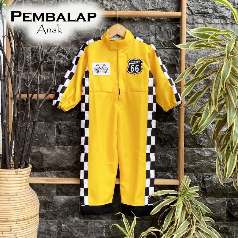 wearpack pembalap anak kuning/kostum pembalap anak/baju pembalap anak