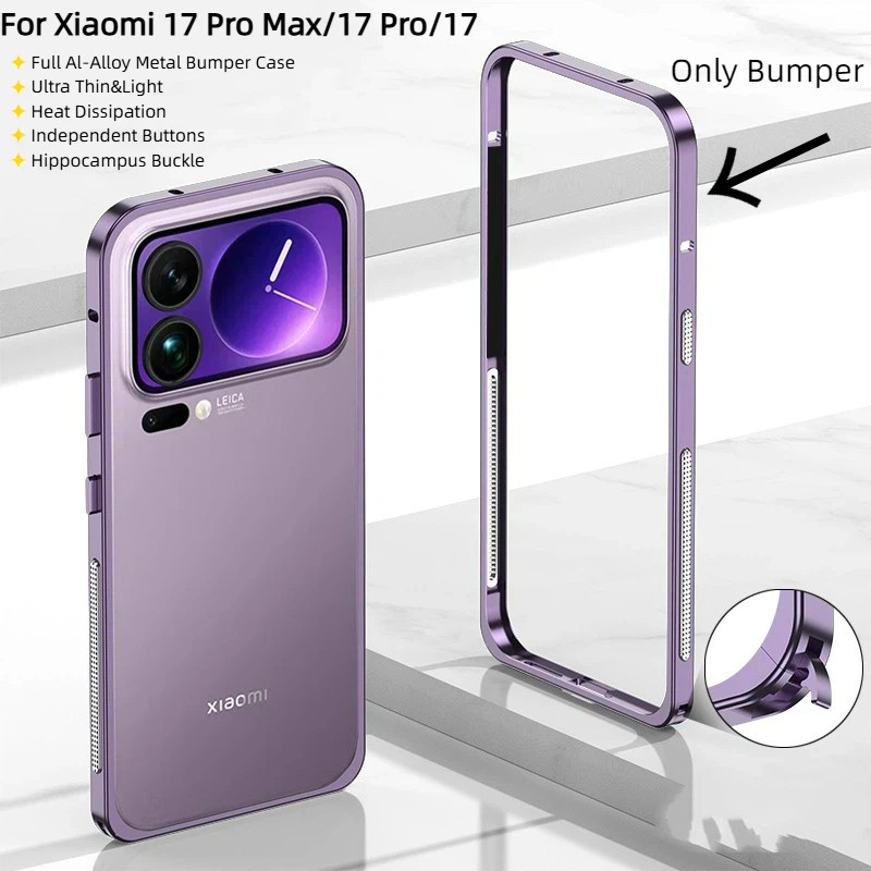Untuk Xiaomi 17/17 Pro Xiaomi 17 Pro Max Case Ultra Thin Light Hippocampus Buckle Metal Bumper Frame