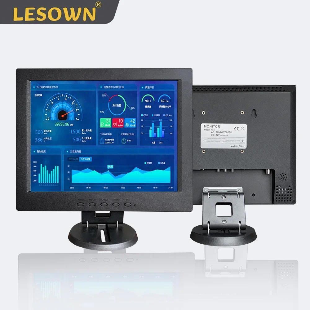 LESOWN 12 in 1024x768 Industrial LCD Monitor 4:3 HDMI VGA AV BNC Small Wide Screen splay for CCTV Ca