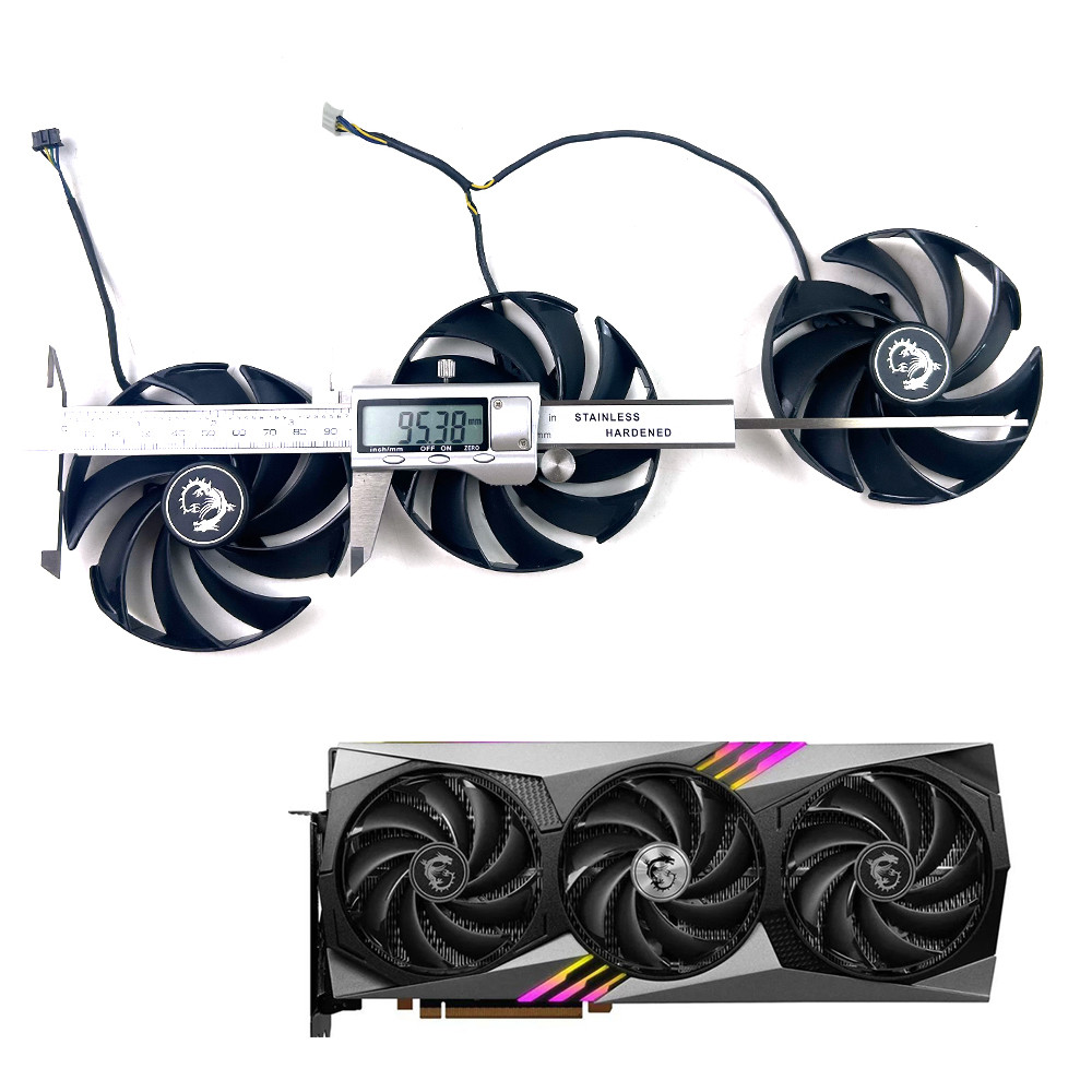 NEW Cooling Fan 95MM 4PIN PLD10020B12H For MSI RTX4060 4070 4080 4090 4070TI 4080TI GAMING X TRIO vi