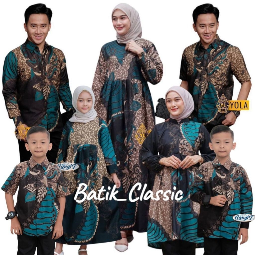 Batik Keluarga Motif Sangkuriang Ijo || Kemeja ayah dan Batik anak Laki - Gamis Couple Kemeja keluar