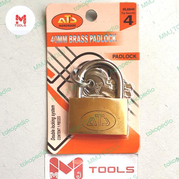 Gembok Kuningan ATS 40mm - ATS Gembok Kuningan Tipis Blister Card