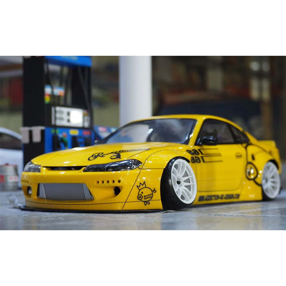 ADDICTION RC NISSAN SILVIA S15 ROCKET BUNNY CLEAR DRIFT BODY SET #AD-HB21
