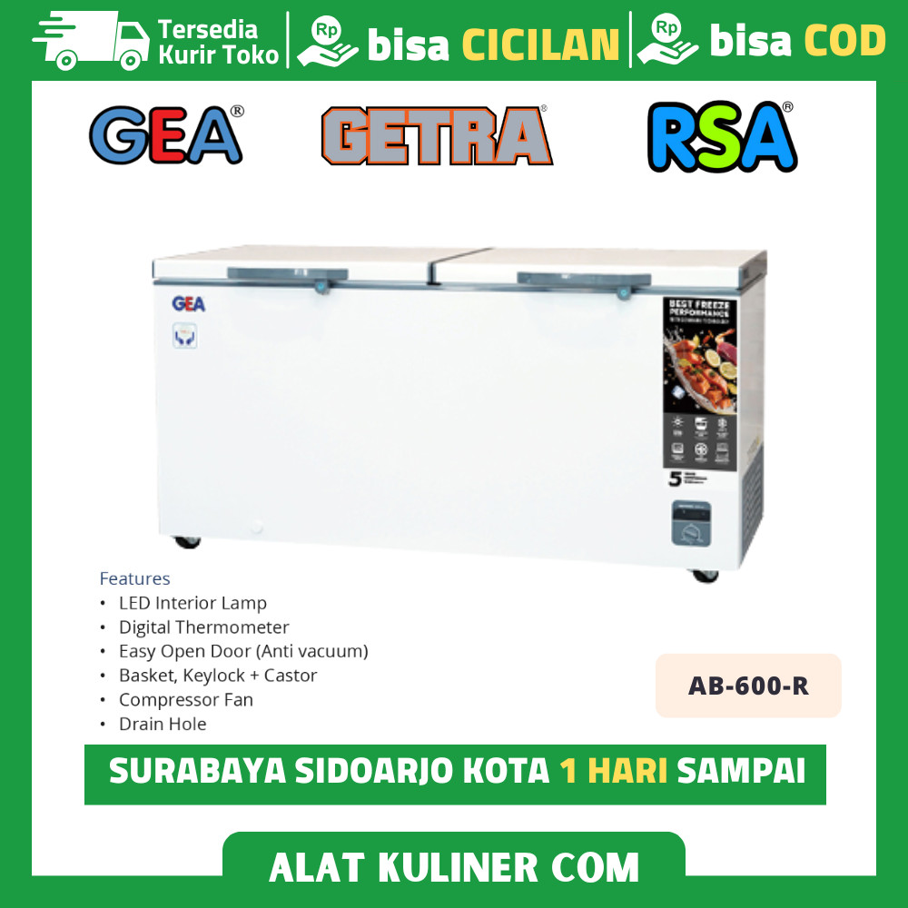 Chest Freezer 500 Liter Gea Ab-600-R Kulkas Chest Freezer Box Original