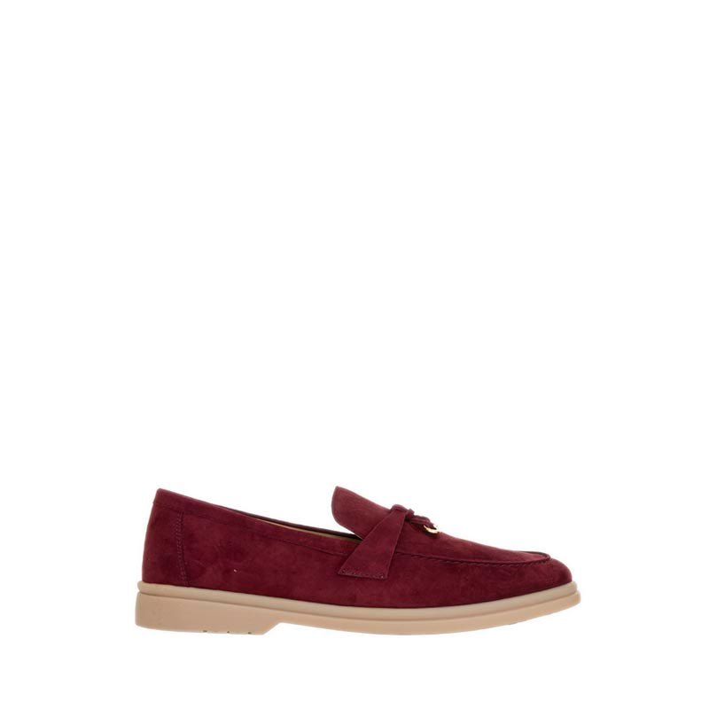 Pazzion Phoenix Knot Detail Suede Loafers - Maroon