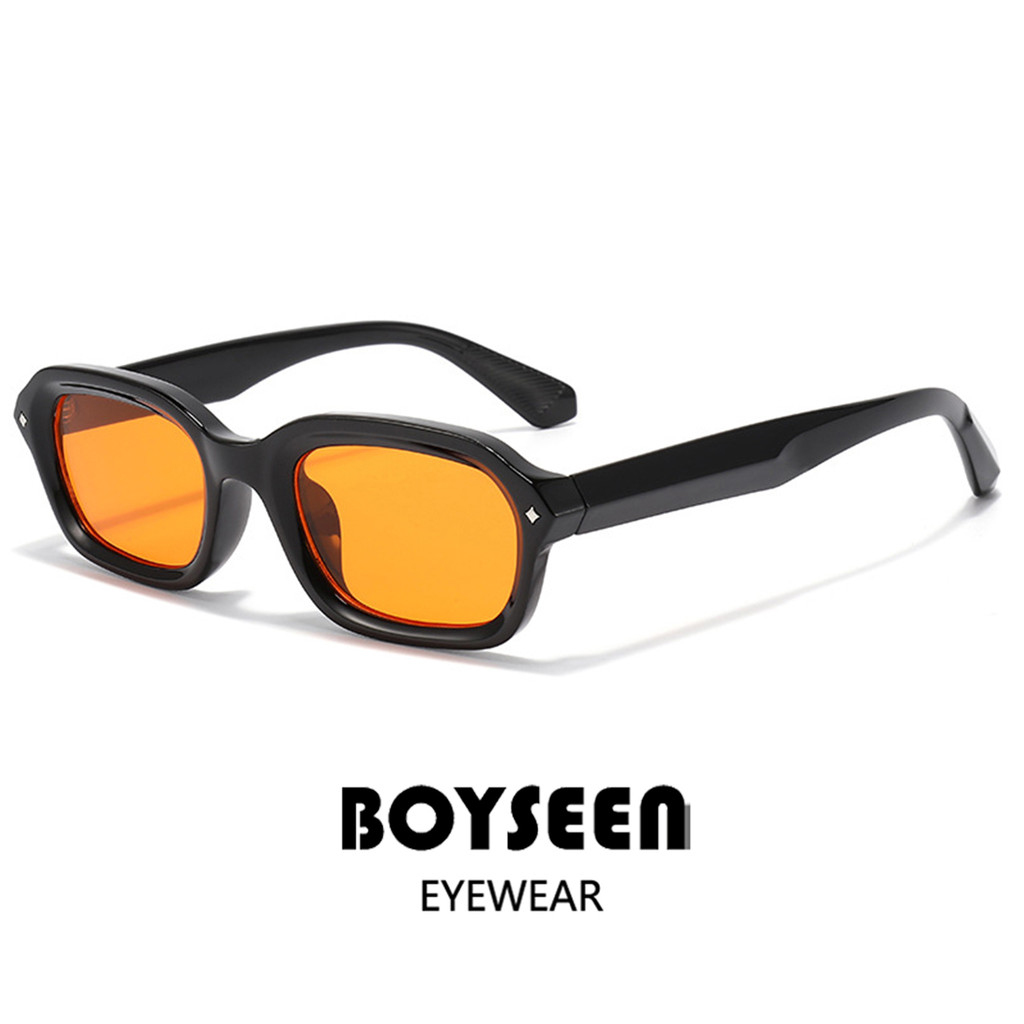 BOYSEEN Beach Sunglasses Man Summer Orange Sun Glasses UV400  Narrow frame square punk sunglasses sh
