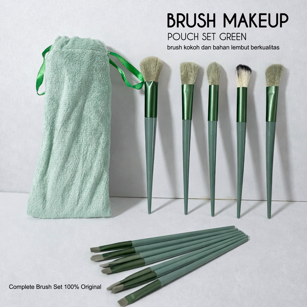 Set Kuas Makeup 13 Pcs Lengkap Untuk Pemula Dengan Pouch Eyeshadow Blusher Blending Blush On Highlig