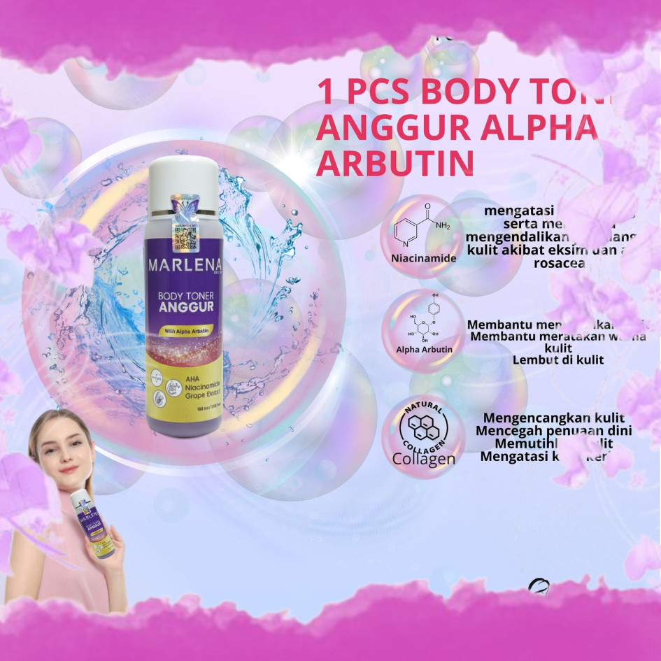 TERBARU RAEDY ORINYA Body Toner Anggur Arbutin BPOM Toner Marlena ( 1PCS ) MARLENA