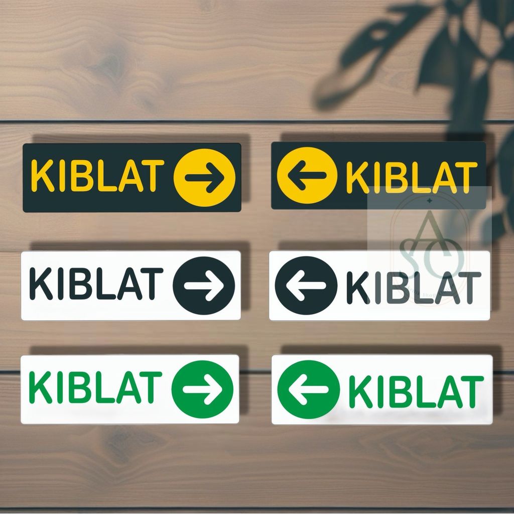 ASO Sign Akrilik Arah KIBLAT | Penunjuk Arah Kiblat Sholat | Petunjuk Sholat Panah Signage Board Akr