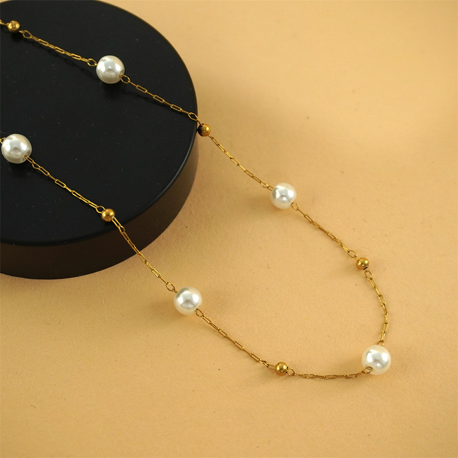 Kalung Wanita Korean Style Model Mutiara Gold Aksesoris Wanita KL-2025