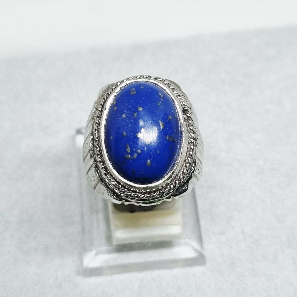 Cincin batu akik lapis lazuli asli natural ring Alpaka super mewah rindu akik