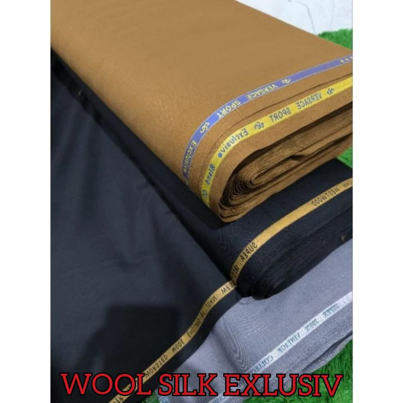 kain pemda khaki premium wool and silk versace bahan baju seragam pns pdh lembut