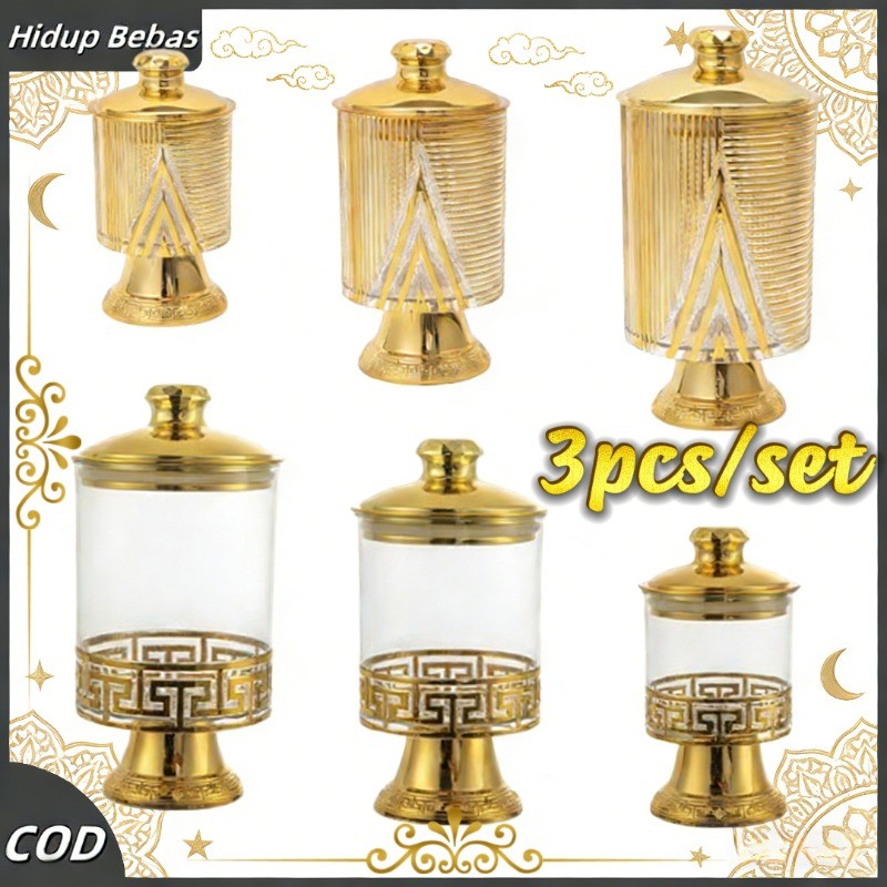 Toples Mewah Aesthetic Emas Plastik Ukuran Besar Mewah Elegan untuk Lebaran & Hampers Makanan Plasti