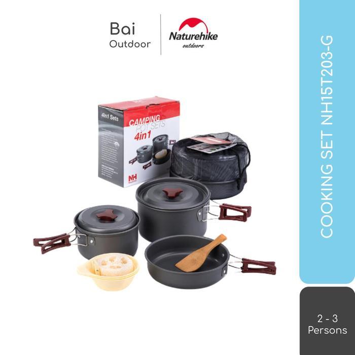 CoDlukak COOKING SET NATUREHIKE NH15T203-G PANCI WAJAN POT NESTING CAMPING - NH15T203-G
