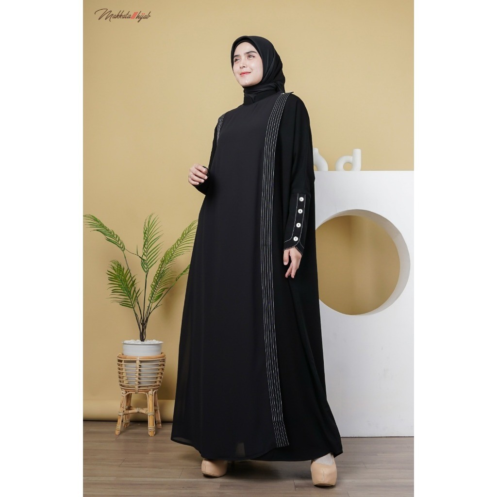 Zareen Dress Gamis Wanita Jetblack Kekinian Premium Elegan Cantik Mewah Butik Original Makkata Hijab
