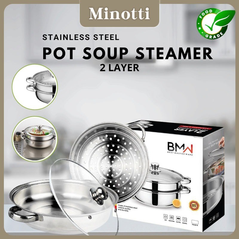 Panci Kukus Set Stainless Steel Panci Sup Steamer Ikan Bakpao Siomay 2 Susun 28Cm Tebal dandang kuku