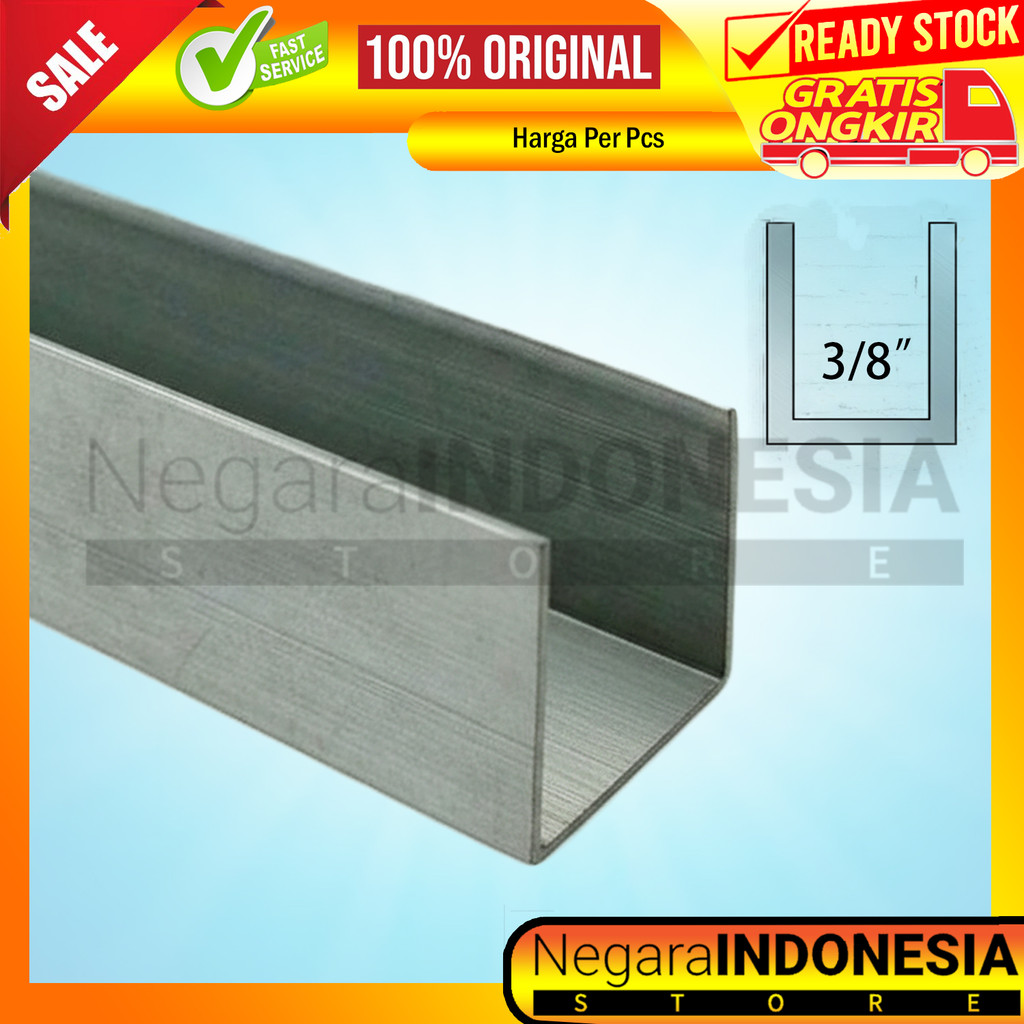 Lis U Aluminium U 3/8” +- 9 10 mm In Inci Inch Inchi Alumunium Almanium Almunium Alminium Alma Alumn