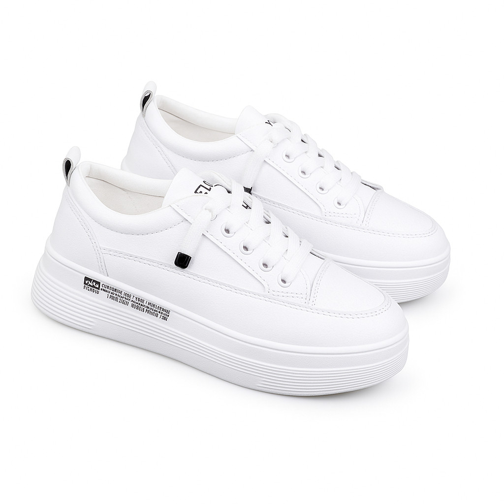 Sepatu sneakers olahraga sport kets putih wanita sepatu sekolah hitam polos wanita kasual sepatu wan