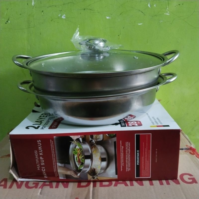 PANCI SERBAGUNA TUTUP KACA + SARINGAN / PANCI KUKUS