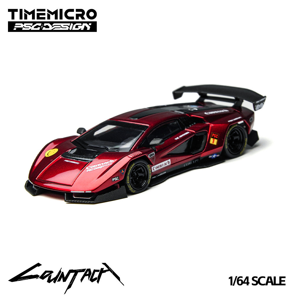 In Stock TM 1:64 PSC Cyberpunk Countach V Scarlet AKIRA Diecast Diorama Car Model Collection Toy Tim