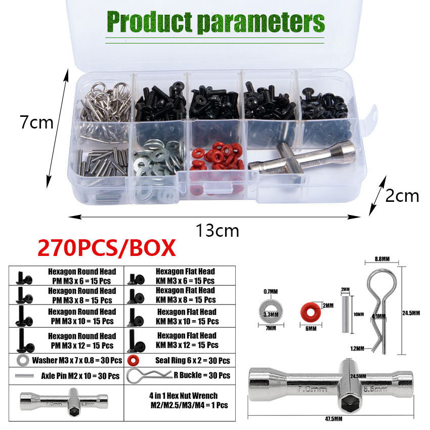 Set Sekrup Baut Rc Car 270Pcs Full Sparepart Universal Screw Box M2 M2.5 M3 Nusa.Belanja