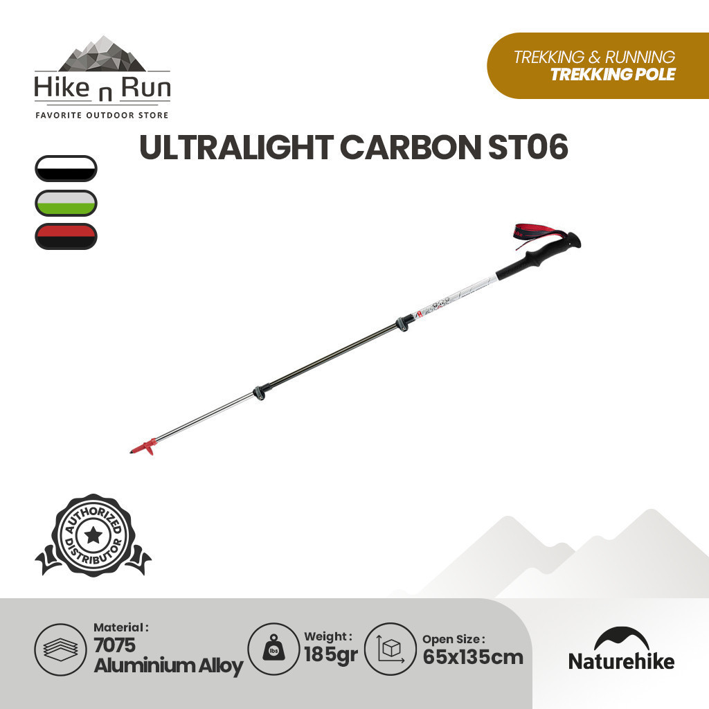 Naturehike ST06 NH17D006-D Trekking Pole Hiking Karbon Alumunium Ringan Ultralight Outdoor Tongkat P