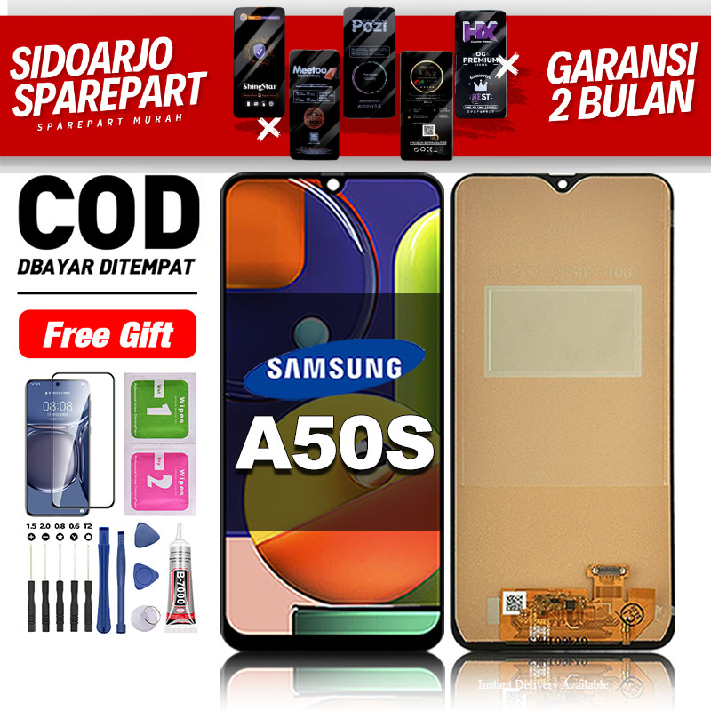 LCD Samsung A50S Fullset hp layar Touchscreen untuk Glass Touch Screen Digitizer COD -original free 