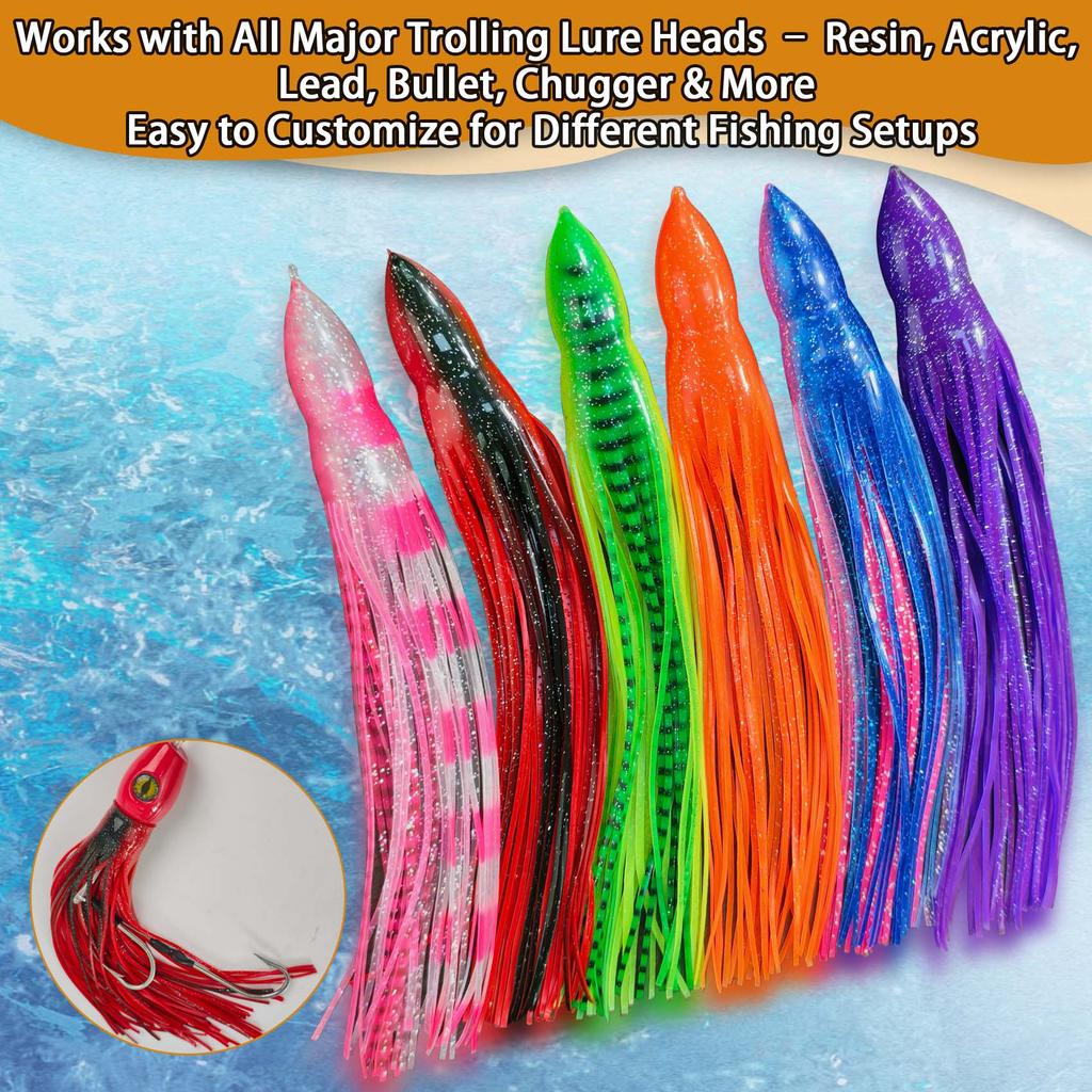 Aventik Octopus Squid Skirt for Trolling Lure Soft Rubber Bait for Sea Bass Tuna Mahi Marlin Wahoo S