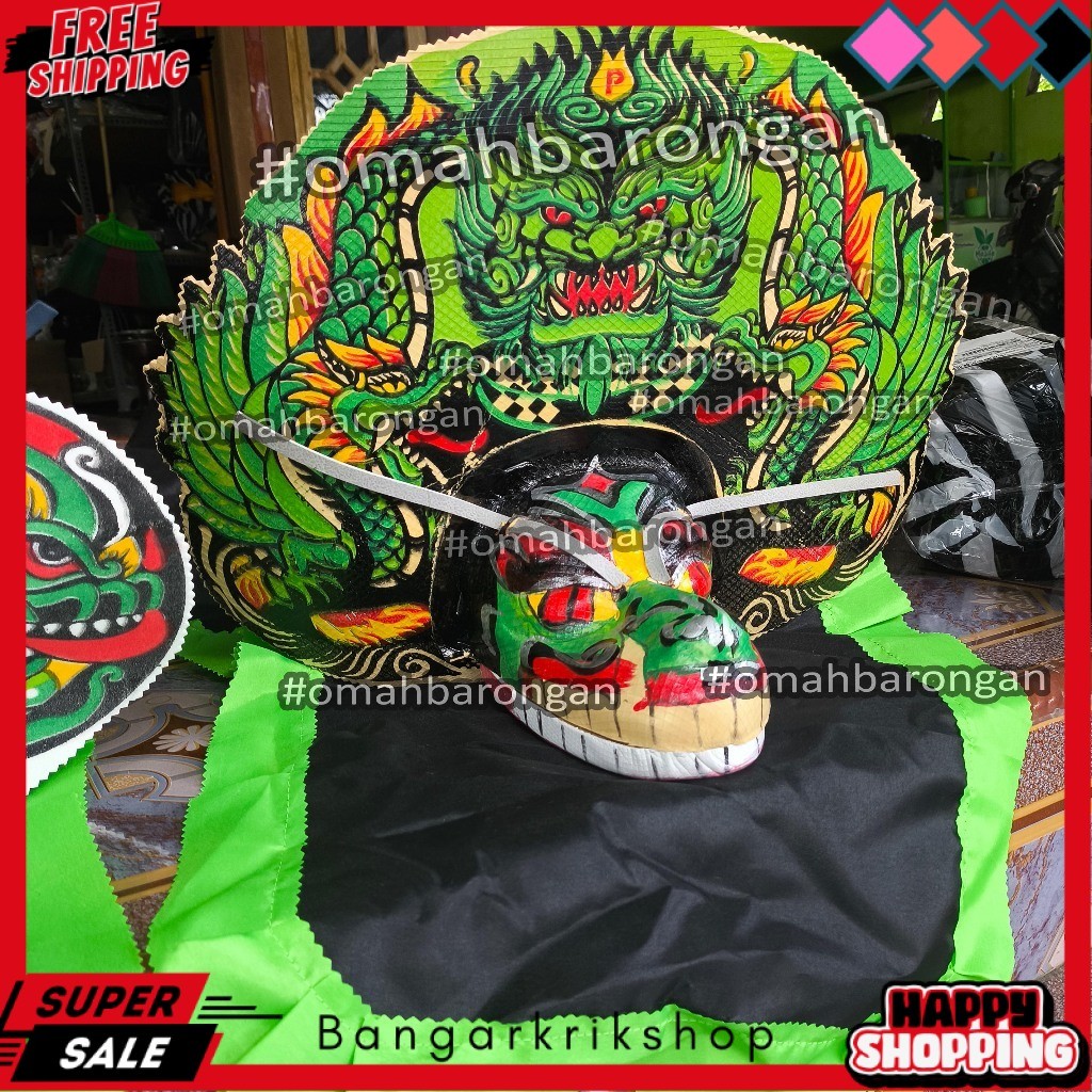 BGS Barongan Versi Devil Mulut Kayu Kombinasi Spon Bonus Kemul Panjang Untuk TK SD Berbagai Warna Hi