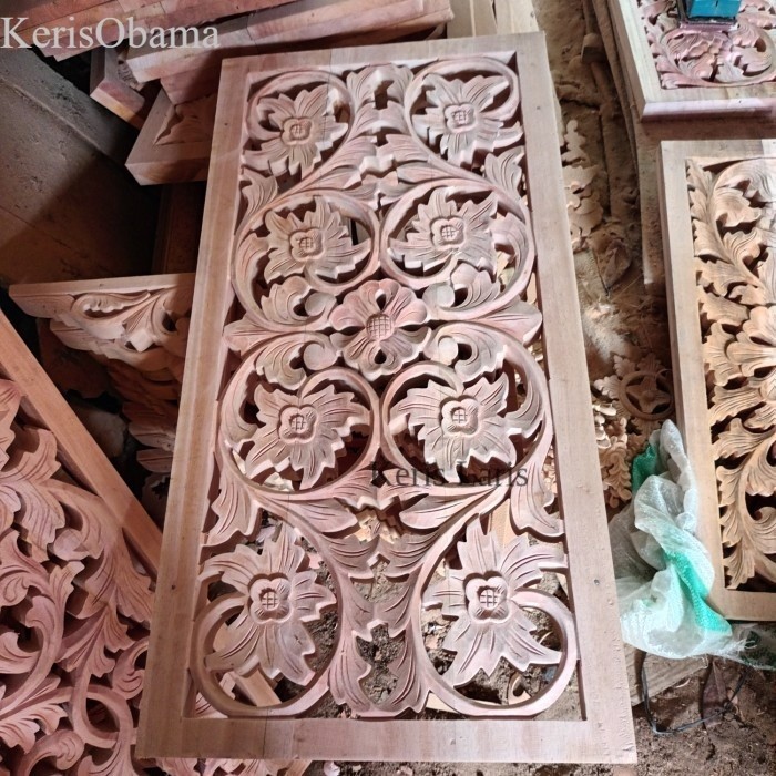 Ukiran Kayu Ornamen Ukir Loster Roster Bofen Lisplang Kayu 40x60 cm murah KL2