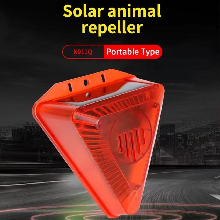 Alarm Sensor Gerak Solar Panel Anti Maling / Lampu Warning Light LED Suara Keras Waterproof Dengan