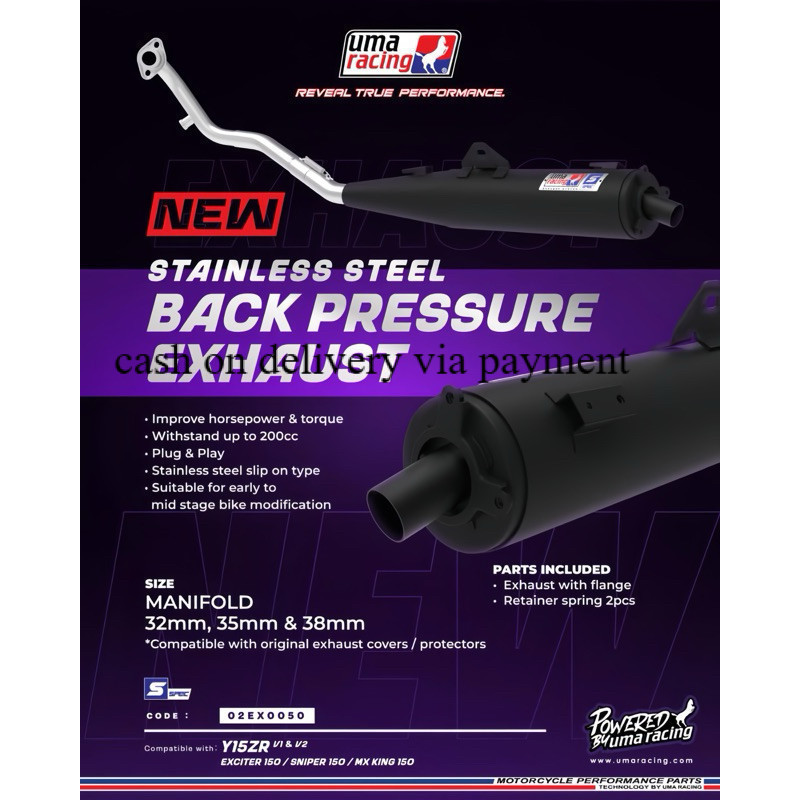 UMA RACING STAINLESS STEEL RACING EXHAUST (BACK PRESSURE) Y15 Y15ZR YAMAHA 32MM MANIFUL MANIFOLD EKZ
