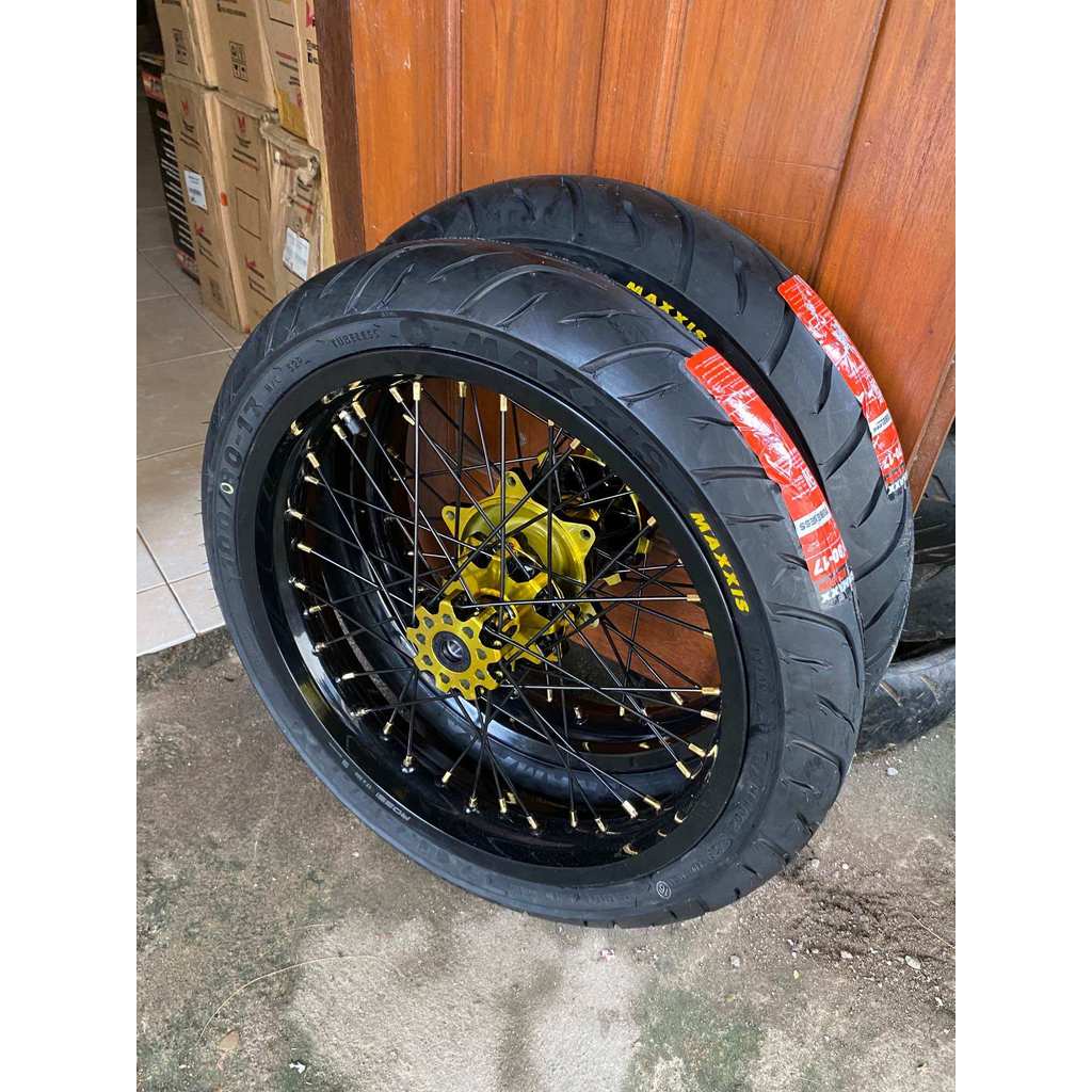 whellset rodaset supermoto crf 150L full baru velg rossi 300/350 tromol willwood ruji willwood ban m