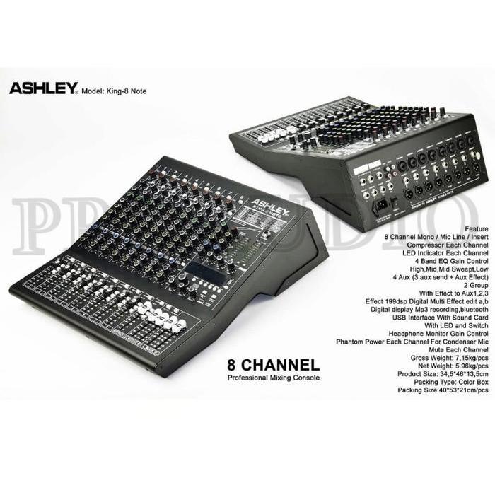 Mixer Audio Ashley 8 channel king8Note / King 8 Note / KING-8 NOTE Bluetooth USB Original