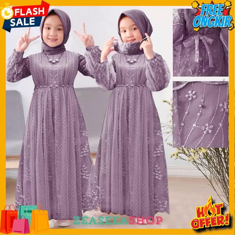 ZSS Liora Dres Pesta Anak Gamis Brukat Tile Remaja Gamis Anak Premium
