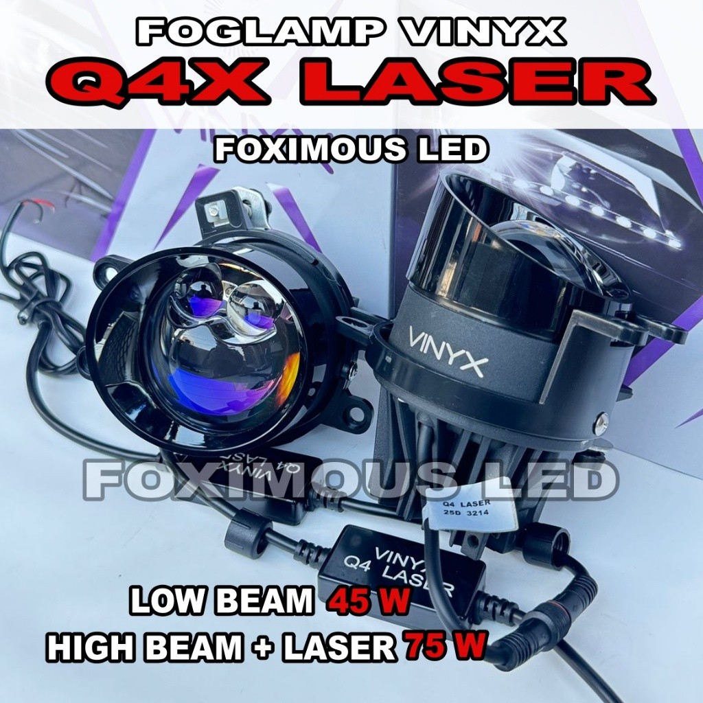 Foglamp BILED VINYX Q4 Double Laser Q8X LED Q4X Lampu Kabut Mobil 75 watt Q4 Laser 3 inci Mobil