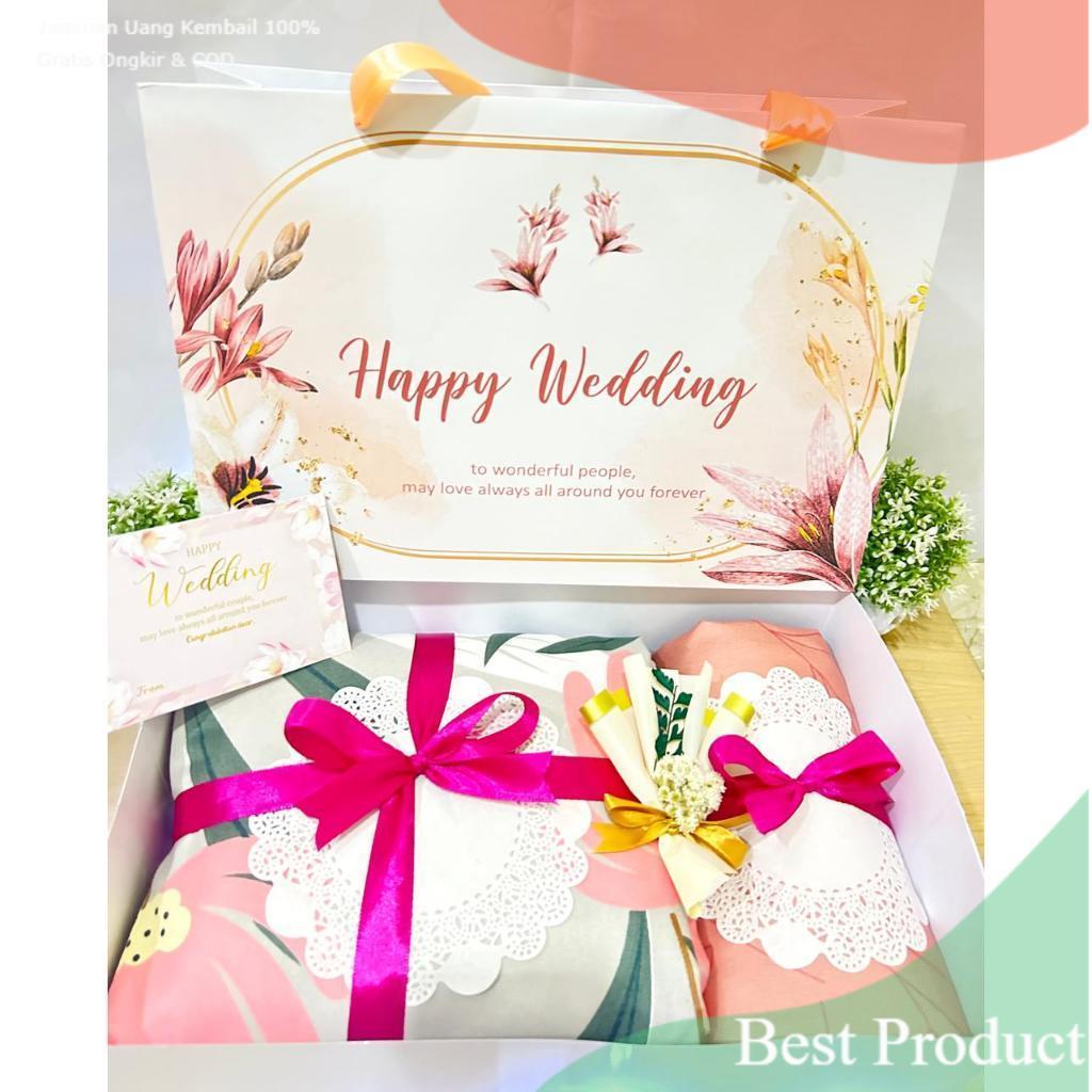 Hampers Sprei/Kado Sprei Kintakun 180x200 | Kado Pernikahan | Hampers Wedding Couple/ Biru Pastel Bi