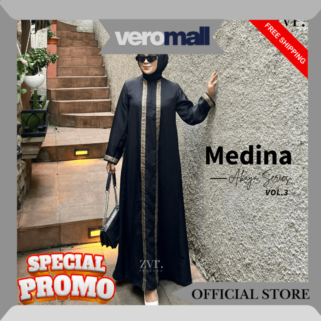 Zeveera Medina Abaya Vol 3 | Dress Gamis Syari Bordir Umroh Shakila Premium RV