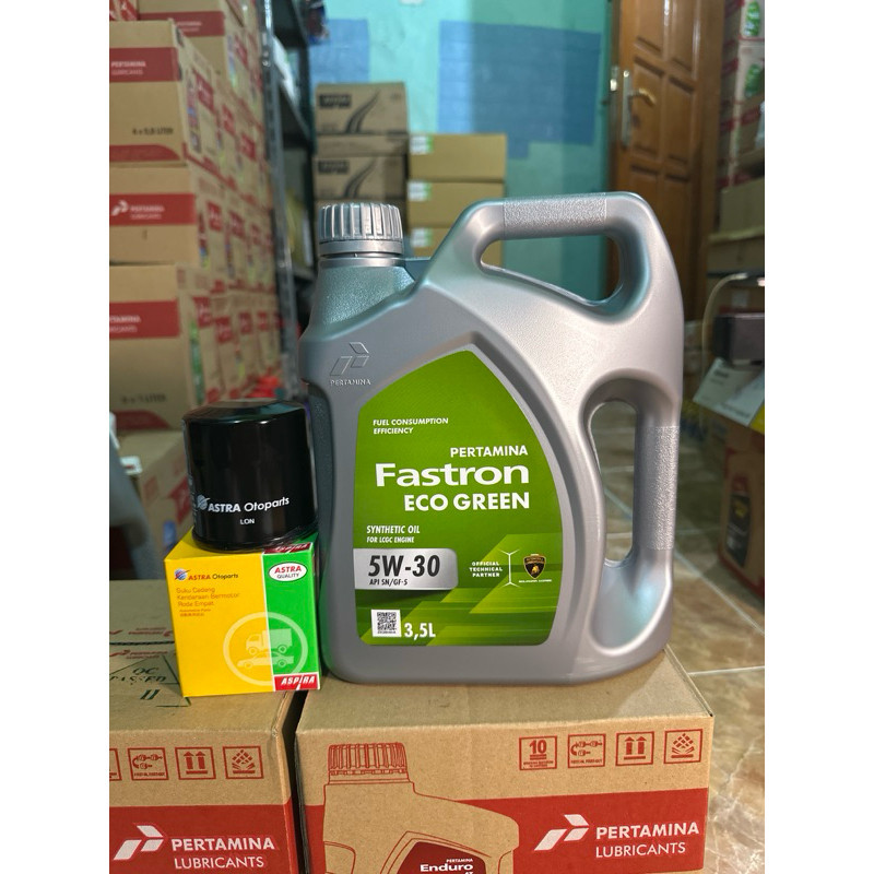 Paket Ganti oli mobil Datsun Fastron Eco Green SAE 5W-30 3.5 Liter dan filter