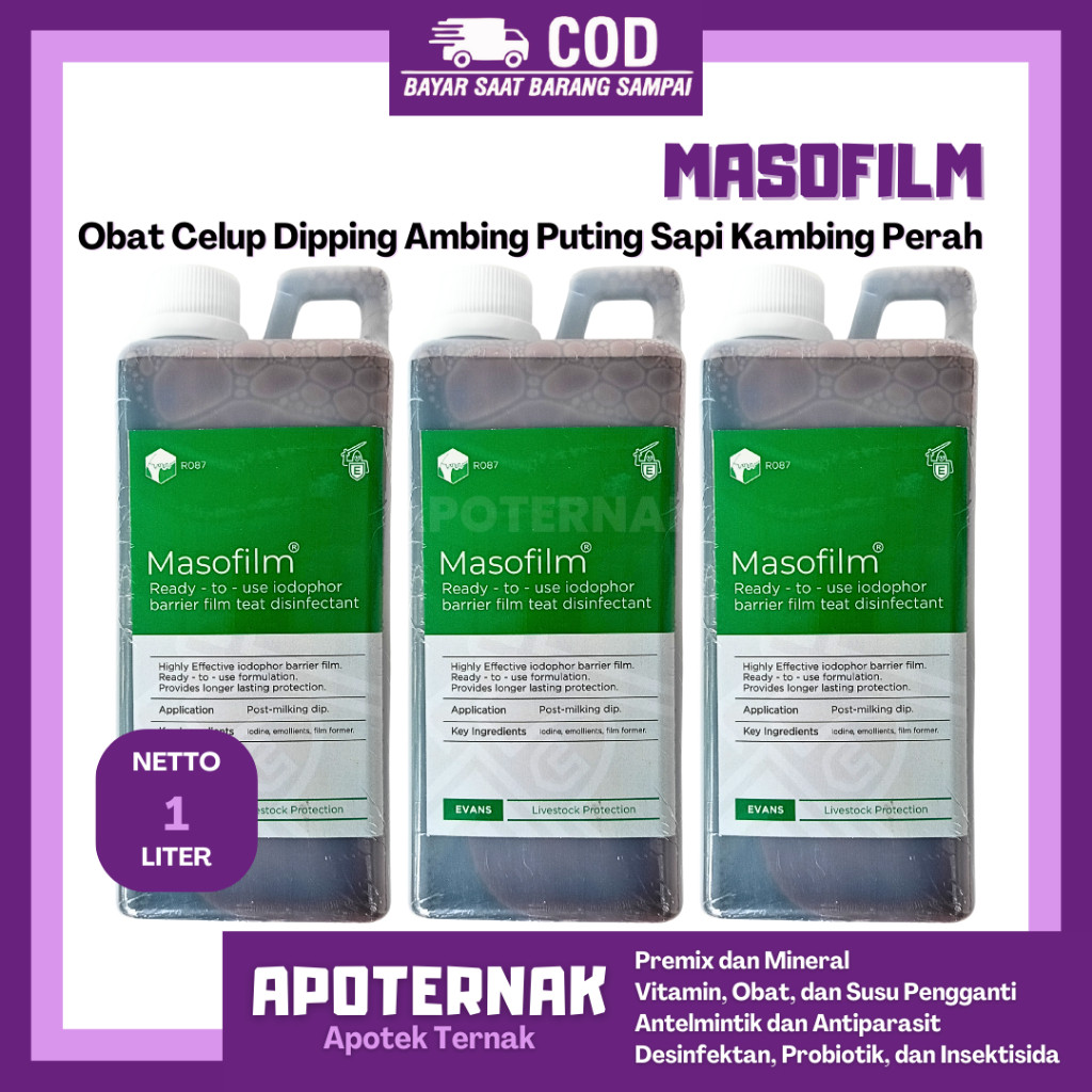 (Burqyu) MASOFILM 1 LITER - Obat Celup Dipping Ambing Puting Sapi Kambing Perah