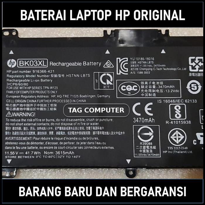 BATERAI HP PAVILION X360 14-BA 14-BA001TX 14-BA002TX 14-BA003TX BK03XL ORIGINAL