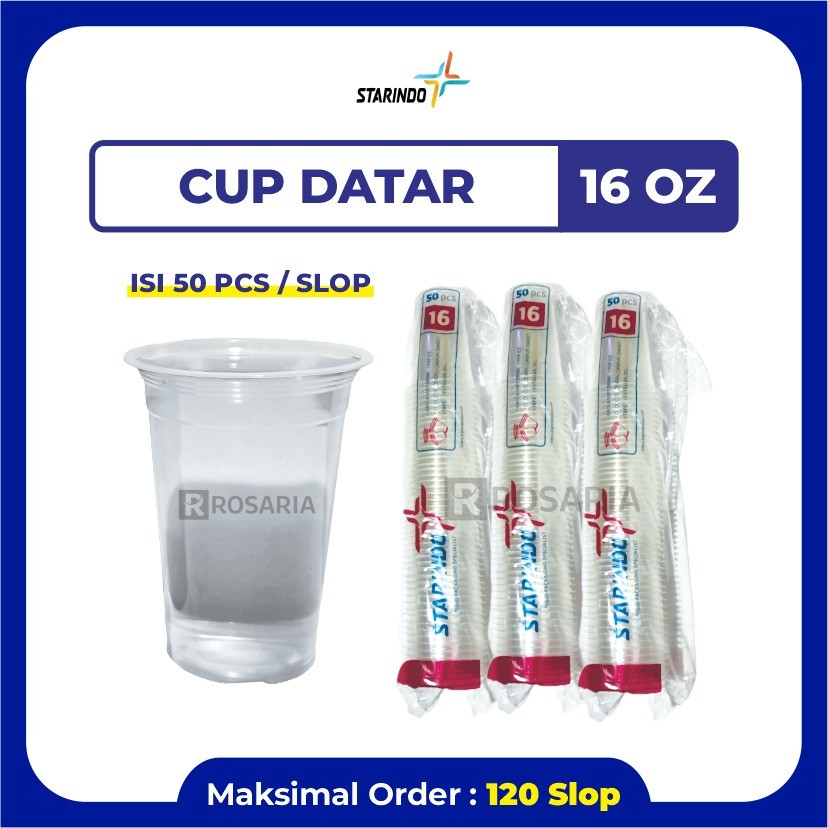 CUP POLOS DATAR 16 OZ STARINDO 5 gr Plastik Bening Gelas Minuman