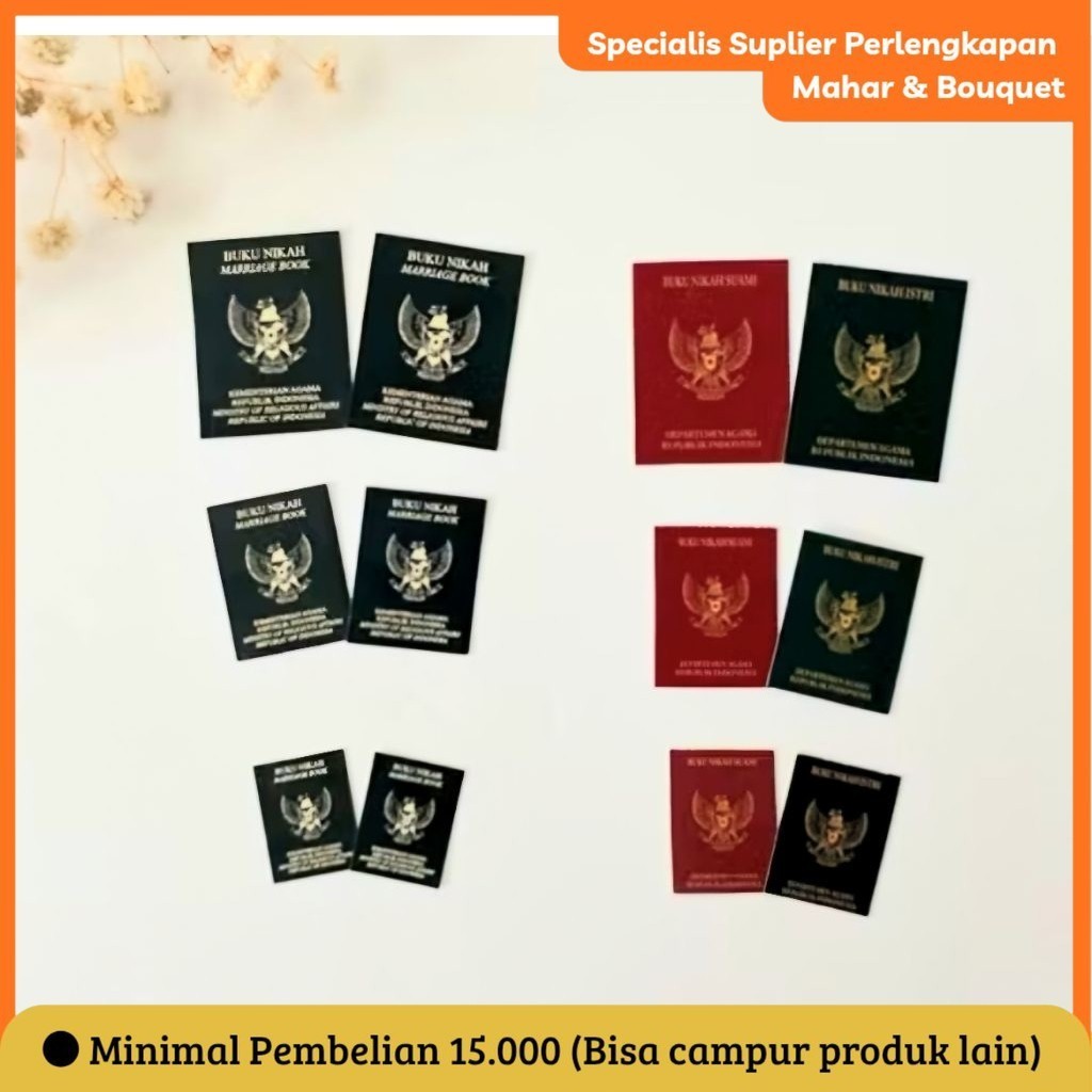 J.KEMBANG SEPASANG REPLIKA BUKU NIKAH BAHAN ART PAPER BAHAN MAHAR